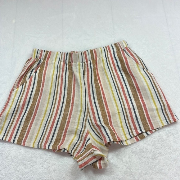 Forever 21 Multicolored Striped Ljnen/Rayon Pullon Shorts Size Small - Picture 1 of 6